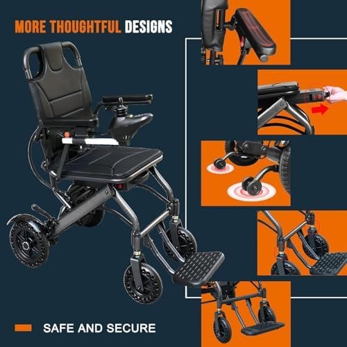 Compact Folding Electric Wheelchair, 28.6 lb, 360W Brushless Motor, 12-Mile Range - Image 2