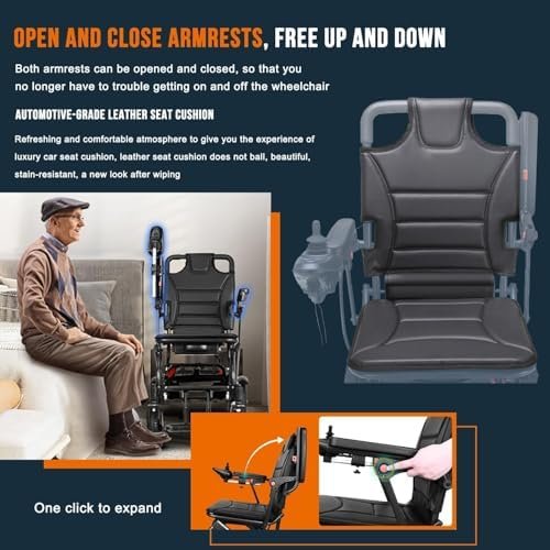Compact Folding Electric Wheelchair, 28.6 lb, 360W Brushless Motor, 12-Mile Range - Image 3