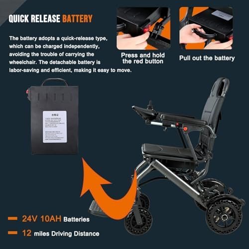 Compact Folding Electric Wheelchair, 28.6 lb, 360W Brushless Motor, 12-Mile Range - Image 6