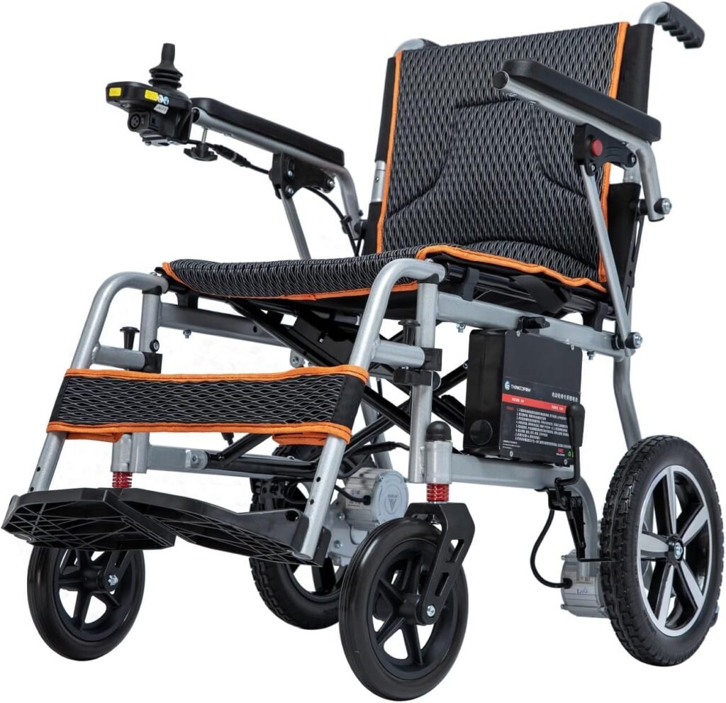 Ultra-Lightweight Folding Electric Wheelchair, 33 lb Aluminum Frame, 10-Mile Range