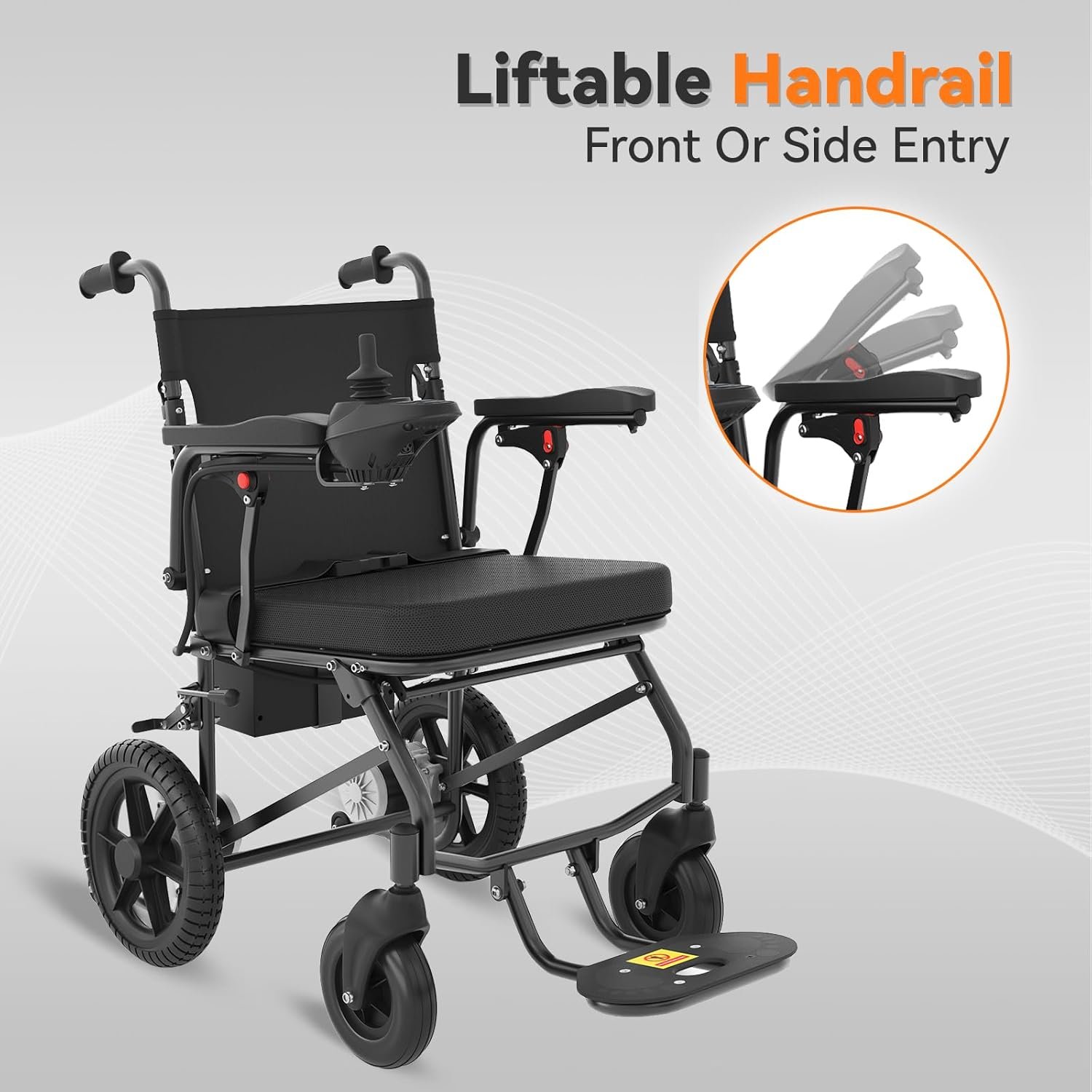 Folding Electric Wheelchair, 500W Motor, 12-Mile Range, 264 lb Capacity - Image 6