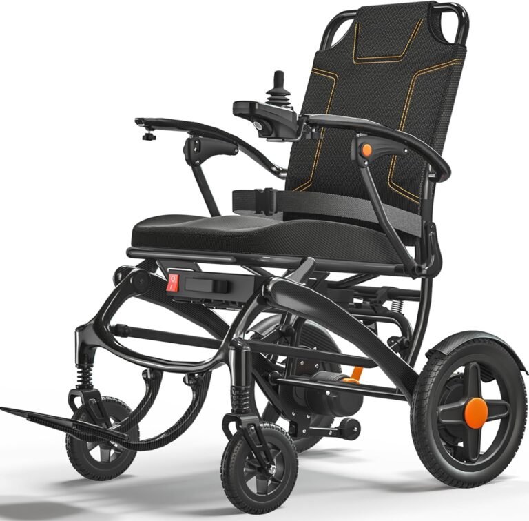 Carbon Fiber Folding Electric Wheelchair, 35 lb, Dual 300W Motors, 18-Mile Range