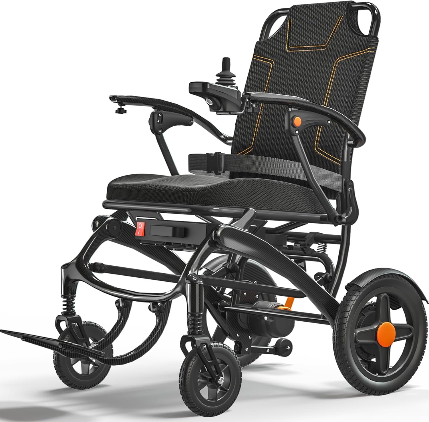 Carbon Fiber Folding Electric Wheelchair, 35 lb, Dual 300W Motors, 18-Mile Range